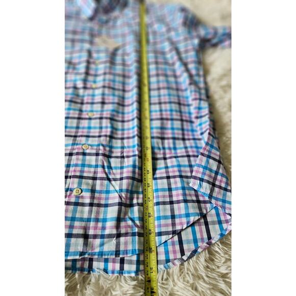 Peter Millar Blue and Pink Plaid Button Down Shirt - Picture 8 of 9